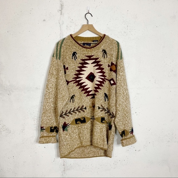 Vintage Canyon Ridge Southwestern Tribal Knit Sweater LT - Picture 1 of 9